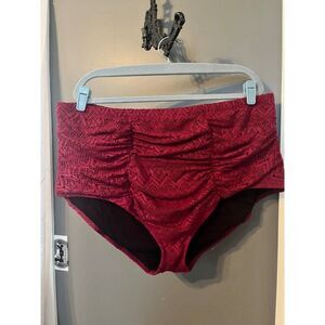 Torrid size 4 ruched bikini bathing swim suit bottoms dark pink